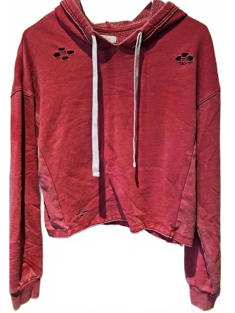 Colsie X Small Distressed Long Sleeve Pull Over Hoodie